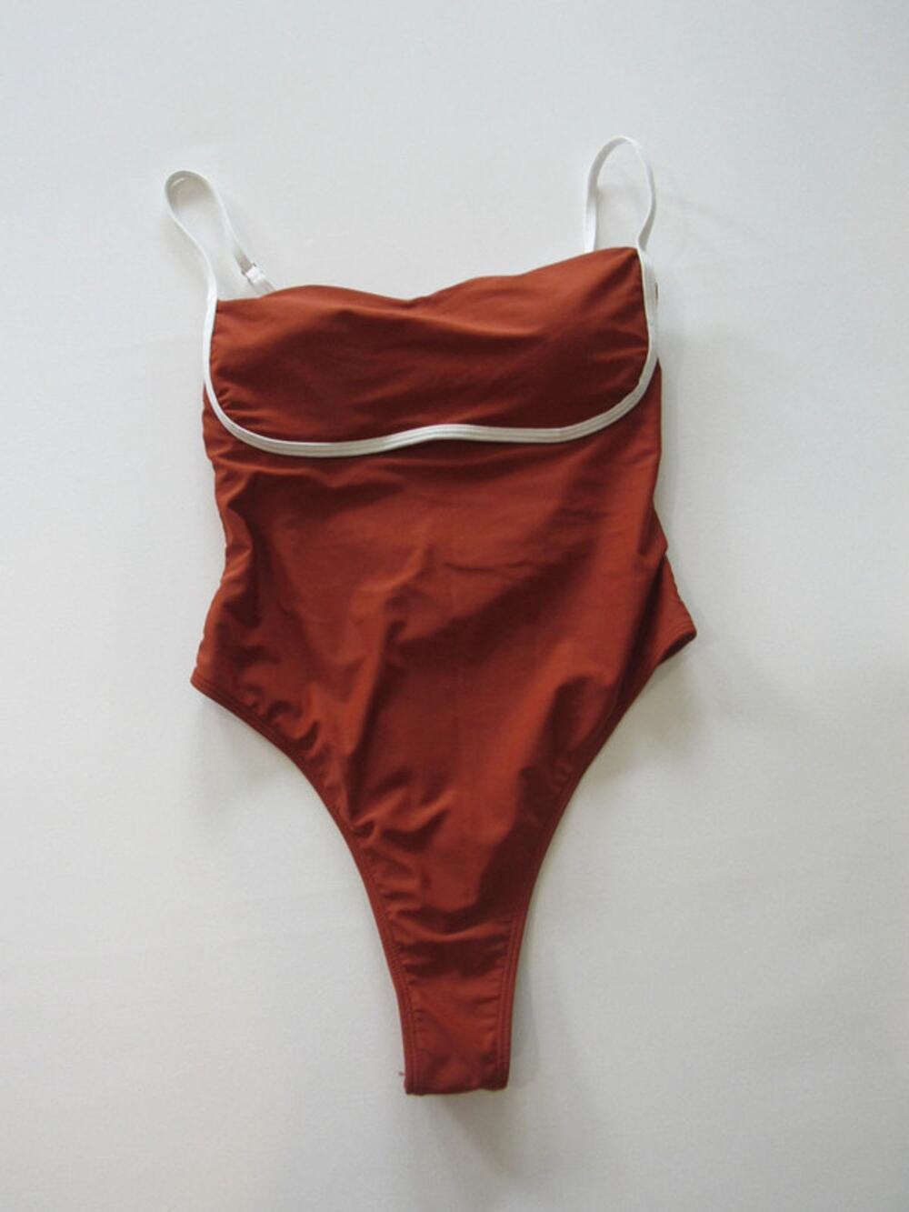 Rust Swimsuit with White Detail